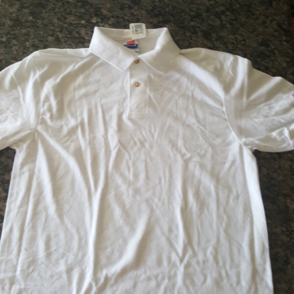 Hanes small 34-36 men's white polo button shirt - Picture 1 of 5